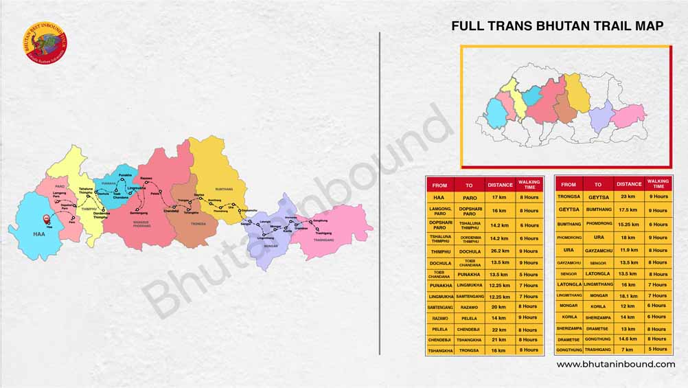 Trans Bhutan Trail Map